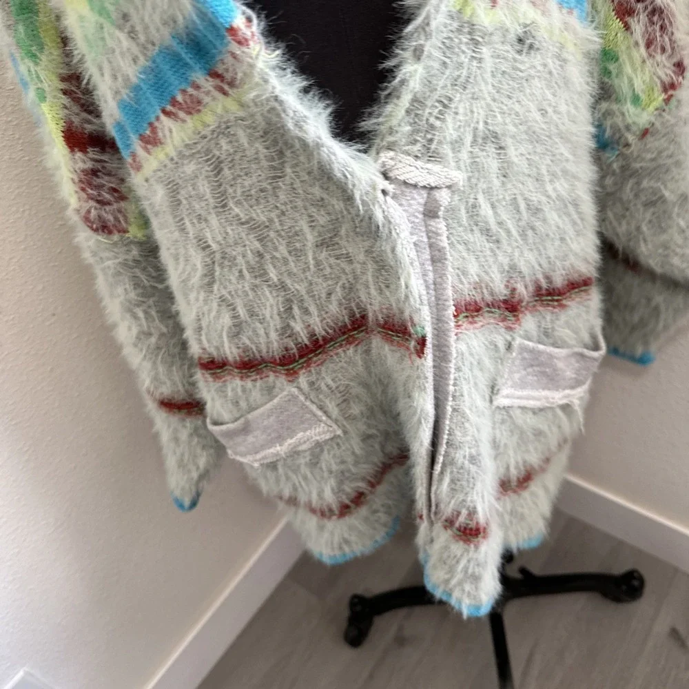 Free People Fair Weather Fuzzy Oversized‎ Women's Sweater Cardigan Size Small